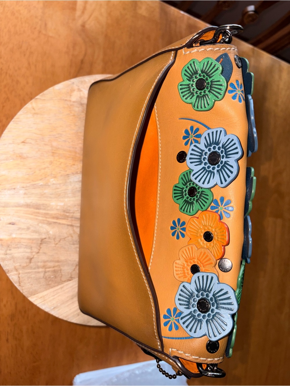 Coach 1941 Tea Rose Crossbody Bag in Orange, Green & Blue - Picture 6 of 10